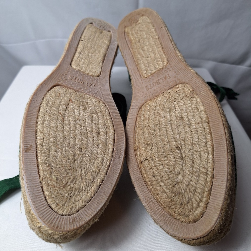 TALBOTS Izzy d'Orsay Tie-Ankle Espadrille Wedge Sz 7.5 Green Canvas Coastal Beac - Picture 10 of 10
